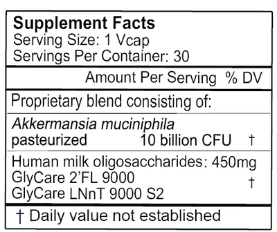 akkermansia plus hmo supplement facts