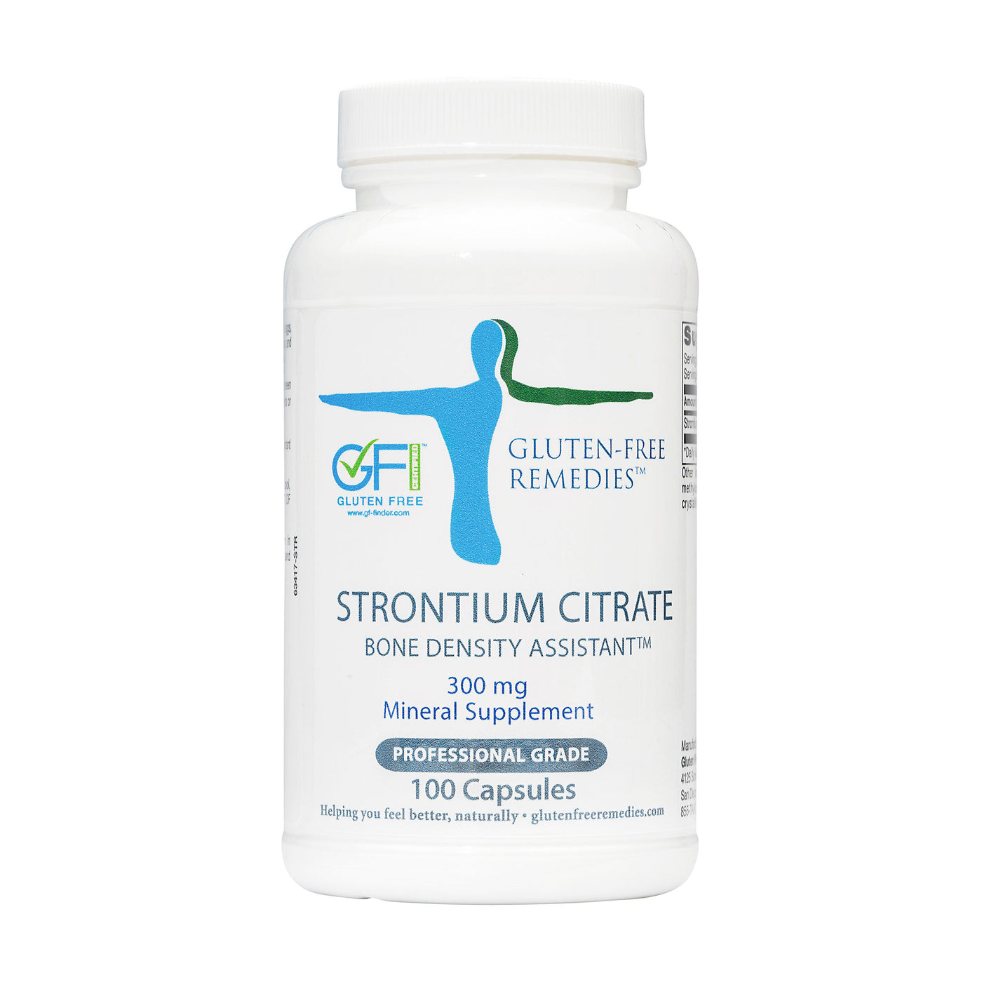 Gluten Free Remedies strontium citrate bottle