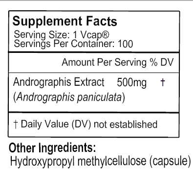 Gluten Free Remedies Andrographis supplement facts