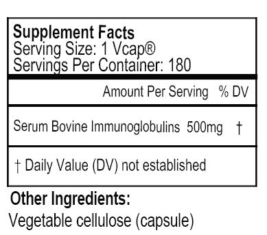 Gluten Free Remedies Bovine Immunoglobulins supplement facts