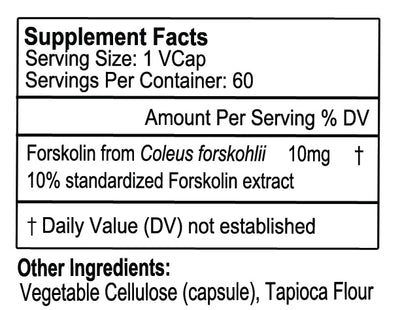 Gluten Free Remedies Forskolin supplement facts