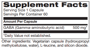 Gluten Free Remedies Gaba supplement facts