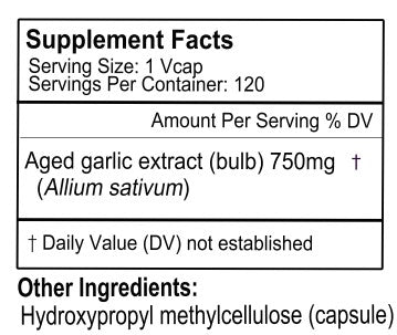 Gluten Free Remedies Aged Garlic supplement facts