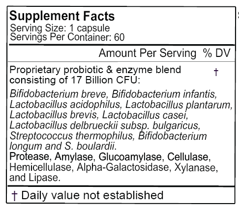 Gluten Free Remedies GF Biotic supplement facts