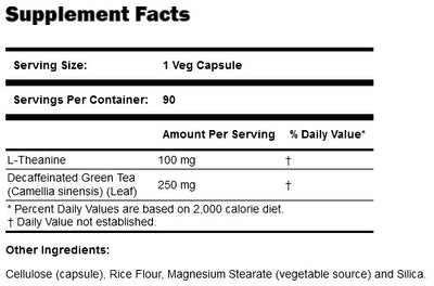 Gluten Free Remedies L Theanine supplement facts